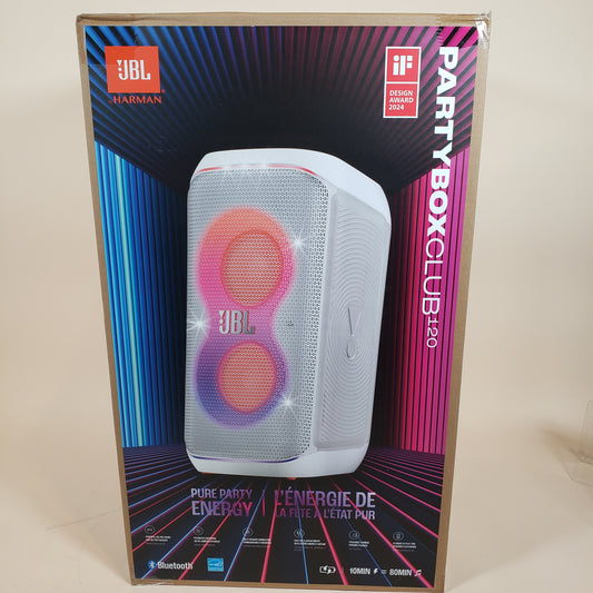 New JBL Partybox Club 120 Bluetooth Speaker  WHITE