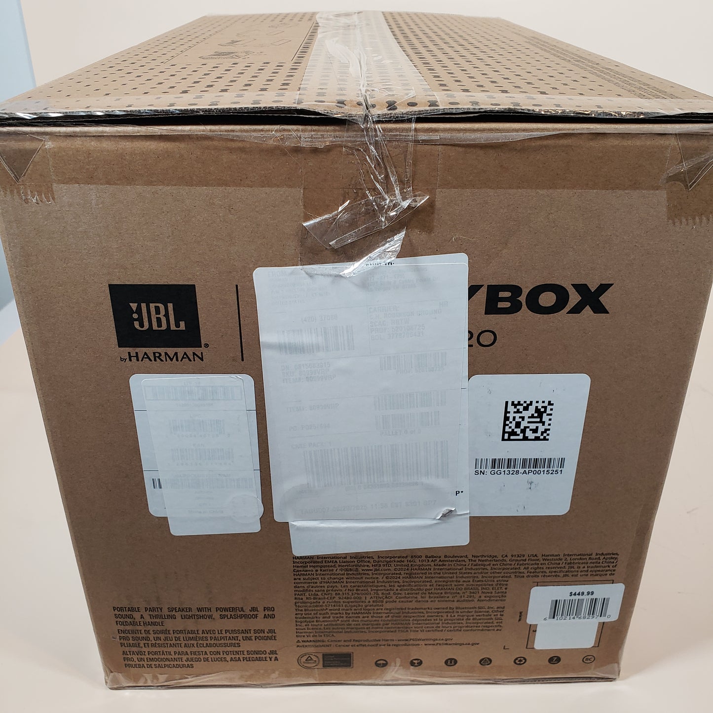 New JBL Partybox Club 120 Bluetooth Speaker  WHITE