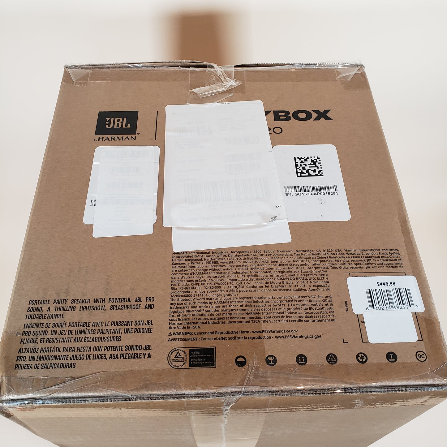 New JBL Partybox Club 120 Bluetooth Speaker  WHITE