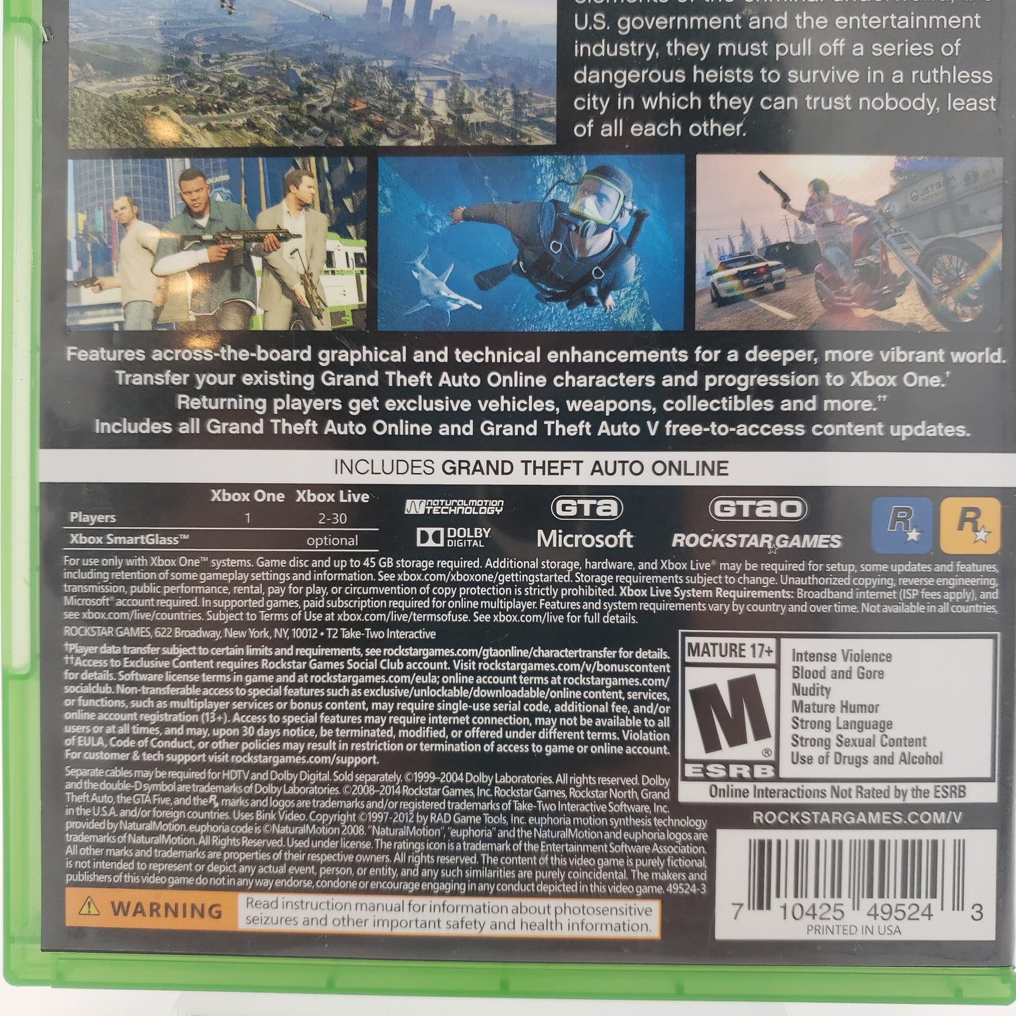 Grand Theft Auto V (Microsoft Xbox One, 2014) Includes map