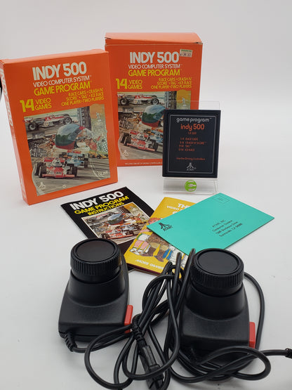 Indy 500 Atari 2600 Complete CIB w/Controller Paddles