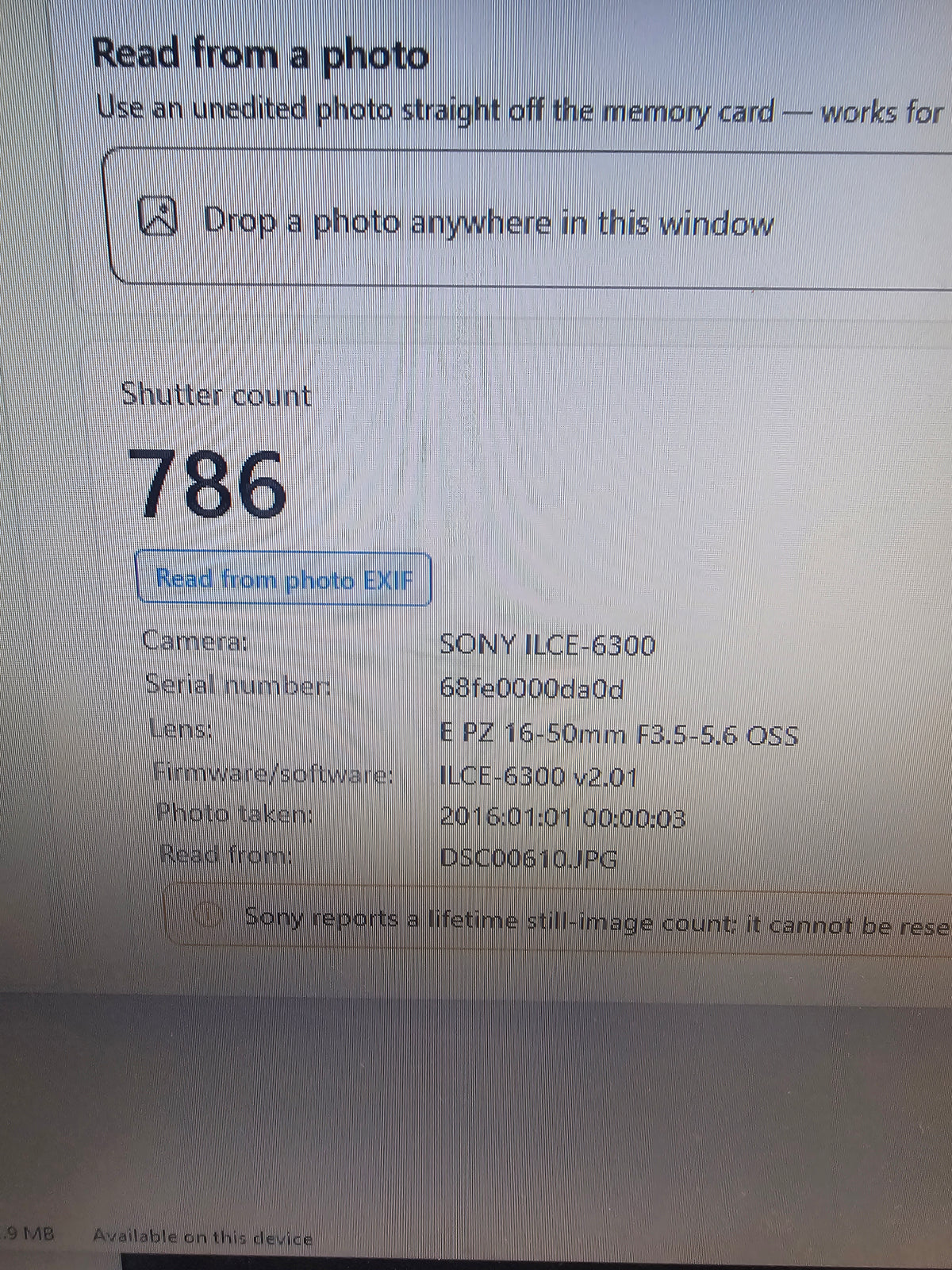 Sony Alpha A6300 24.2MP Full Frame Interchangeable Lens Camera 786 Shutter Count