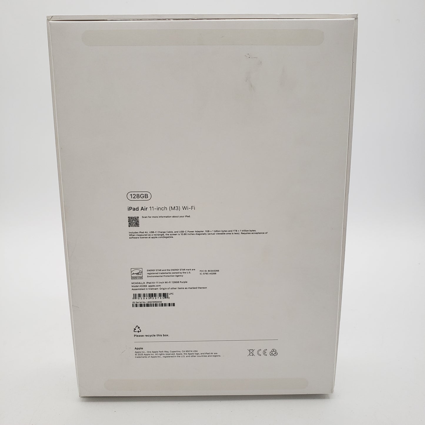 WiFi Only Apple iPad Air 11" M3 128GB Purple MCA04LL/A