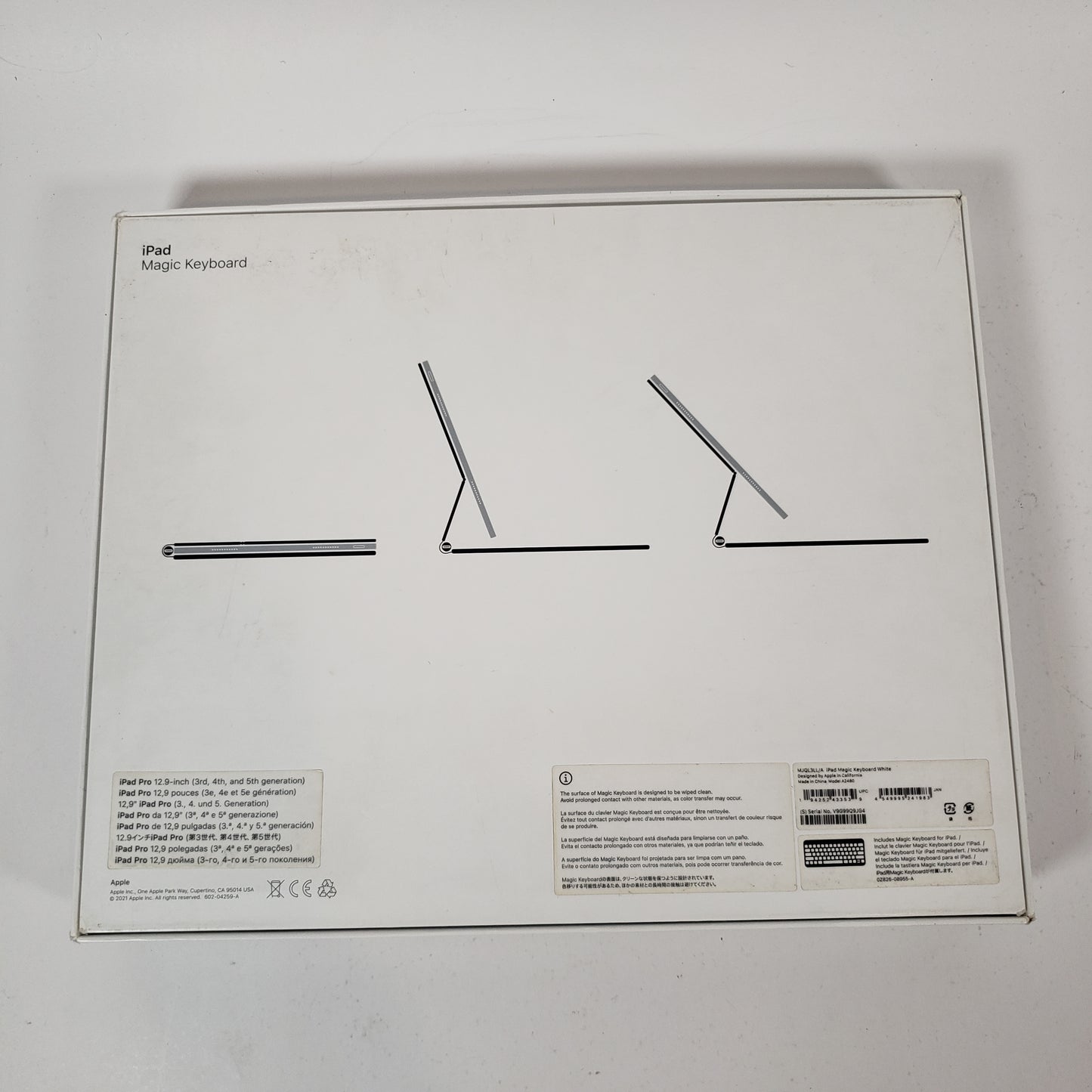Apple Magic Keyboard for iPad 12.9",13" Keyboard Folio Case White MJQL3LL/A